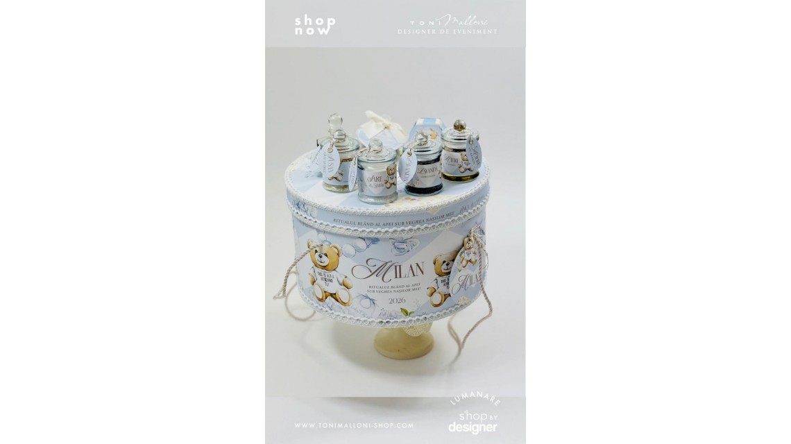 Set prima băiță după botez băiat cu ursuleți Moschino Toy Ritualul blând al apei 9